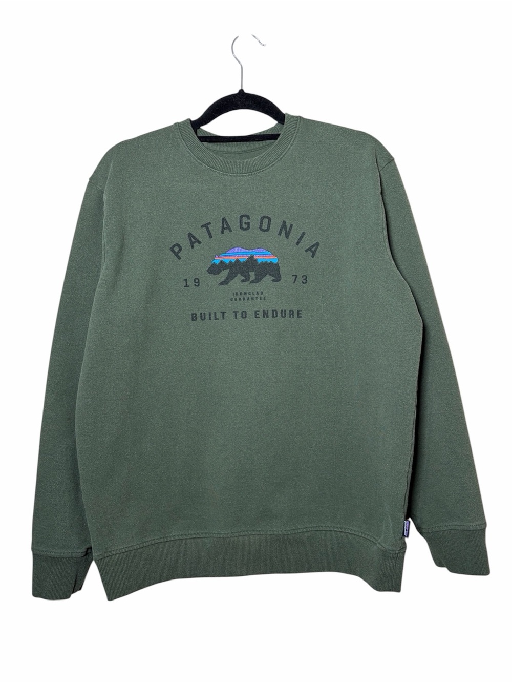 Patagonia Uprisal Crew Sweatshirt Arched Fitz Roy Bear Earth Green Size Medium